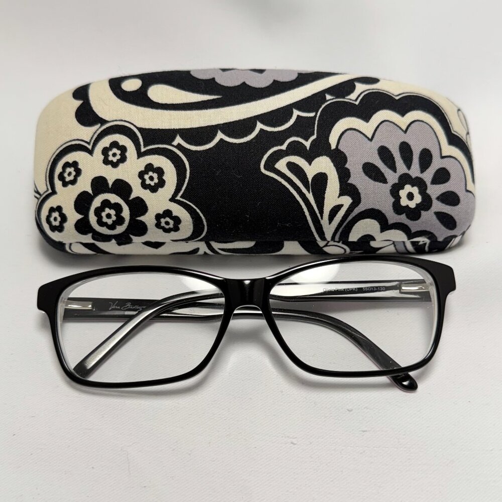 Vera Bradley Black Women's Rectangular Reading Glasses with Floral Case